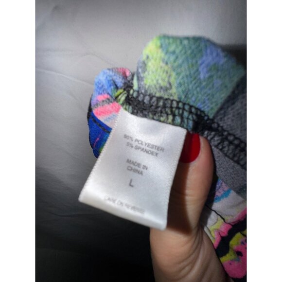 Soho New York & Company Street Abstract Jogger Neon Pants Large Athleisure 80’s - Picture 7 of 8